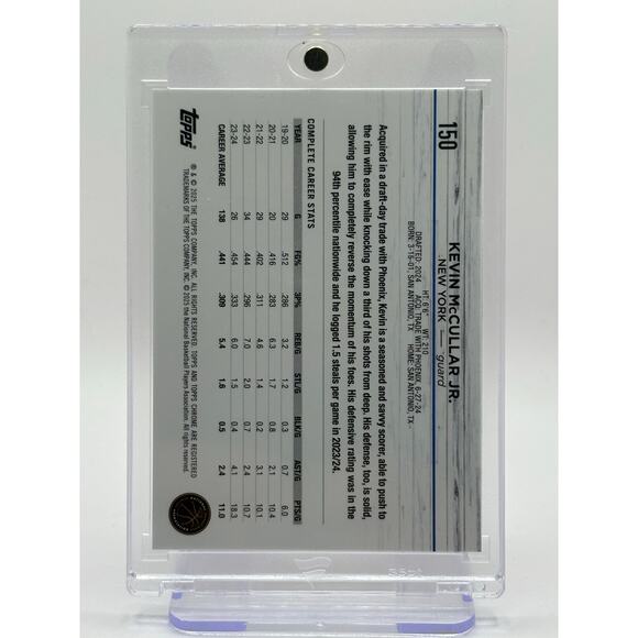 2024-25 Topps Chrome Sapphire Kevin McCullar Jr. Rookie Padparadscha 1/1 Knicks - Picture 2 of 2